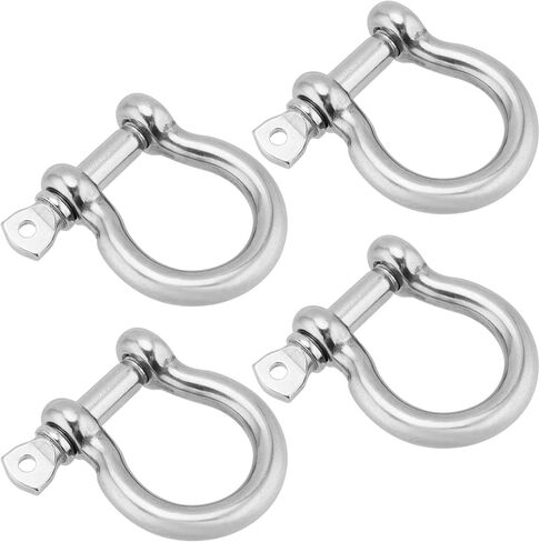 JEUIHAU 4 قطع 1/2 بوصة من الفولاذ المقاوم للصدأ، تكبل مرساة لولبية، أصفاد حلقية على شكل حرف D من الفولاذ المقاوم للصدأ، تكبل القوس شديد التحمل لتوصيل حبل الأسلاك والسلسلة، سعة 1940 رطل in Kuwait