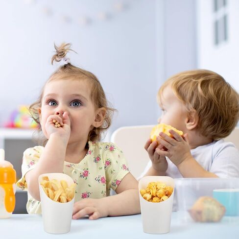 Potchen 150 Pieces French Fries Holder 14oz Charcuterie Cups Disposable Take out French Fry Cups Waffle Paper Popcorn Boxes Sandwich Paper Cones Holder for Wedding Birthday Party, White in Saudi Arabia