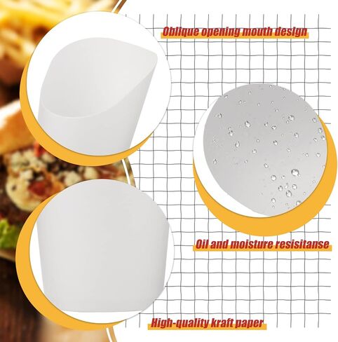 Potchen 150 Pieces French Fries Holder 14oz Charcuterie Cups Disposable Take out French Fry Cups Waffle Paper Popcorn Boxes Sandwich Paper Cones Holder for Wedding Birthday Party, White in Saudi Arabia