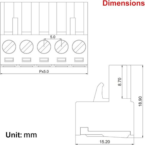 Keszoox 5 Pack 5.08mm Pitch Phoenix Type Connector 4 Pin PCB برغي محطة كتلة in Saudi Arabia