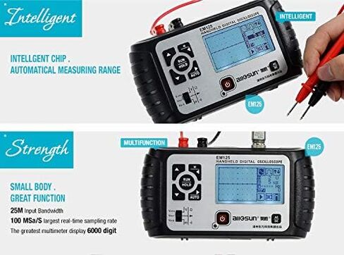 allsun 2 in 1 Handheld Oscilloscope Multimeter Portable Digital Automotive Storage Lab Scope with 1 Channel 25MHz LED Backlit,AC/DC Voltage Ohm Tester in Saudi Arabia