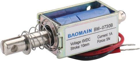 Baomain Solenoid Electromagnet JF-0730B DC 6V 1A 5N/10mm Pull Push Type Open Frame in Saudi Arabia