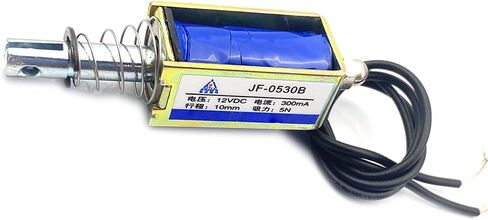 كيويولت تيار مستمر 12 فولت JF-0530B 300mA 5N/10 ملم دفع نوع سحب الإطار المغناطيس الكهربائي الحفاظ على القوة 5N السفر 10 ملم الملف اللولبي الخطي in Saudi Arabia