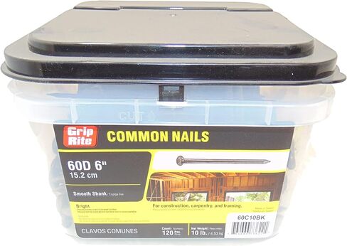 Gripe Rite 60C10BK 60D 6 بوصة شانك ناعم تشطيب مشرق كبير الأظافر الشائعة 120 عدد ، 4.5 كجم. in Kuwait