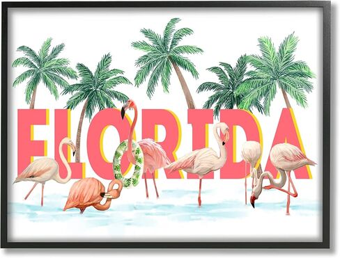 لوحة فنية جدارية مؤطرة بمسبح فلامنجو فلوريدا من ستوبيل إندستريز مع أشجار النخيل الاستوائية الخضراء in Kuwait