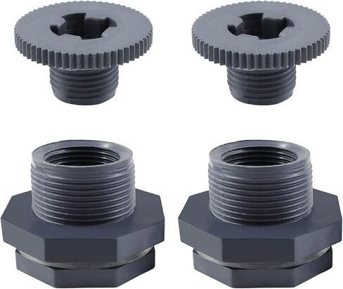 Rierdge 3 Pack 1/2" NPT أنثى PVC تركيب الحاجز، موصل خزان المياه مع المقابس لبراميل المطر، أحواض السمك - أبيض (مجموعة من 3) in Kuwait