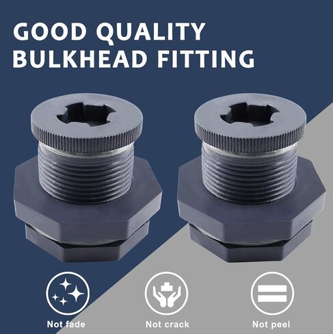 Rierdge 3 Pack 1/2" NPT أنثى PVC تركيب الحاجز، موصل خزان المياه مع المقابس لبراميل المطر، أحواض السمك - أبيض (مجموعة من 3) in Kuwait