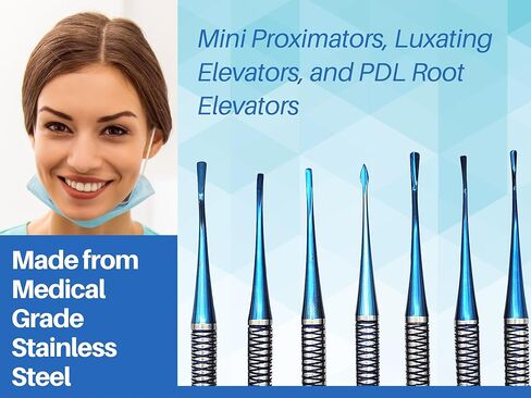 مصاعد الجذر الصغيرة التقريبية المصاعد الفاخرة PDL مصاعد الجذر 7 قطعة أدوات طب الأسنان in Kuwait