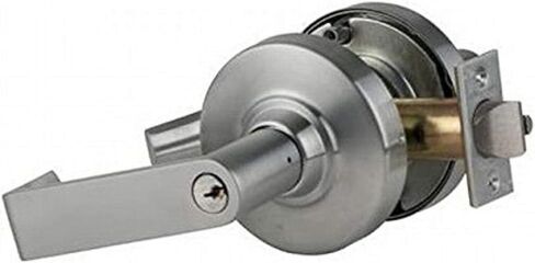 Schlage Commercial ND53PDRHO626 ND Series قفل أسطواني من الدرجة 1، وظيفة الدخول، قفل بزر ضغط، تصميم ذراع رودس، لمسة نهائية من الكروم الساتان in Kuwait