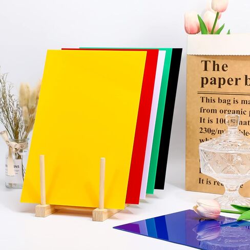 6 Pcs Colored Cast Acrylic Sheet 8 x 12 Inch Non Transparent Acrylic Panel 1/13 Inch Thick Acrylic Glass Sheet DIY Materials for Sign Home Decor Handcraft Painting Photography DIY Display Projects in Kuwait
