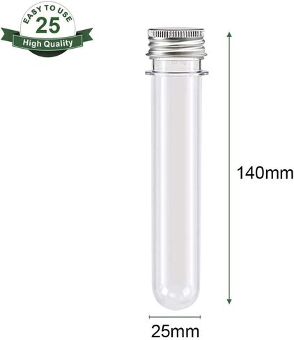 Test Tubes, YGDZ 25pcs Clear Plastic Test Tubes with Caps, 25x140mm(40ml), Large Tubes for Birthday Goodie Bags, Bath Salt, Halloween Party Decoration, Candy Storage Containers in Saudi Arabia