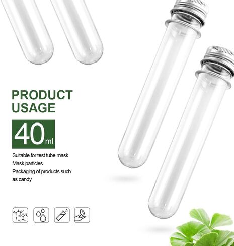 Test Tubes, YGDZ 25pcs Clear Plastic Test Tubes with Caps, 25x140mm(40ml), Large Tubes for Birthday Goodie Bags, Bath Salt, Halloween Party Decoration, Candy Storage Containers in Saudi Arabia