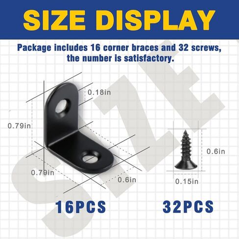 Corner Braces, Right Angle Bracket L Black Braces Bracket for Shelf with Screws in Kuwait