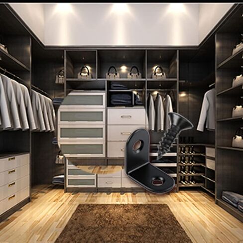 Corner Braces, Right Angle Bracket L Black Braces Bracket for Shelf with Screws in Kuwait