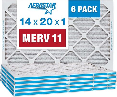 فلتر هواء للفرن AC مطوي 16x25x1 MERV 11 من Aerostar، 6 عبوات (الحجم الفعلي: 15 3/4 بوصة × 24 3/4 بوصة × 3/4 بوصة) in Kuwait