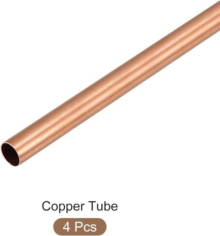 METALLIXITY Copper Tube (7mm OD x 0.2mm Wall T x 300mm L) 4Pcs, Straight Tubing - for Home Furnishing, Machinery, DIY Handicraft in Kuwait
