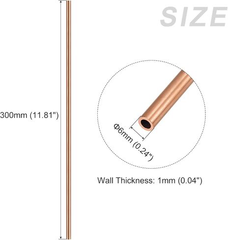 أنبوب نحاسي METALLIXITY (6 مم OD × 1 مم جدار T × 300 مم طول)، أنابيب مستقيمة - للتأثيث المنزلي، والآلات، والحرف اليدوية اليدوية in Saudi Arabia