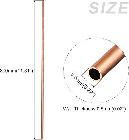 METALLIXITY Copper Tube (5.5mm OD x 0.5mm Wall T x 300mm L) 3Pcs, Straight Tubing - for Home Furnishing, Machinery, DIY Handicraft in Saudi Arabia