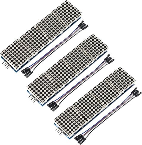 MELIFE 3 قطعة MAX7219 وحدة مصفوفة نقطية 32x8 4 في 1 وحدات عرض LED لوحدة التحكم الدقيقة مع أسلاك 5Pin. أحمر in Kuwait