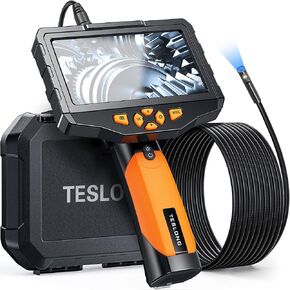 Teslong Inspection Camera, Dual Lens Endoscope Camera with Light 5" IPS Screen Digital Industrial Borescope,1080P Endoscope Waterproof Flexible Probe Borescope Camera with Light(16.4ft) in Saudi Arabia