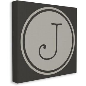 Stupell Industries Modern J Initial Round Elevator Key Shape Canvas Wall Art in Kuwait