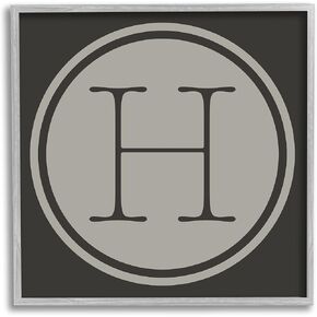 Stupell Industries Modern H شكل مفتاح مصعد دائري أولي، صممه Ziwei Li لوحة جدارية مؤطرة باللون الرمادي، 17 × 17، رمادي in Saudi Arabia