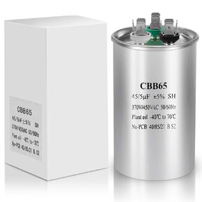 Capacitor for AC CBB65B Capacitor, AC Capacitor, 45+5 uF 45/5 MFD ±5% 370V/440VAC Dual Run Circular Start Capacitor for AC Motor Run or Fan Start or Condenser Straight in Saudi Arabia