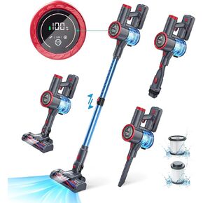 مكنسة كهربائية لاسلكية، مكنسة كهربائية عصا خفيفة الوزن من أسبيرون مع شاشة لمس LED كبيرة، محرك بدون فرش، مصابيح أمامية LED، وقت تشغيل 45 دقيقة، مكنسة كهربائية محمولة للأرضيات الصلبة والسجاد والأريكة والسيارة in Kuwait