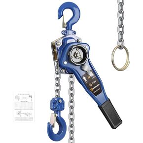 ANBULL Lever Chain Hoist 1650LBS 5FT, 0.75T 1.5M Manual Ratchet Chain Puller Hoist w/Portable Hooks for Building Garages Warehouse Automotive Machinery