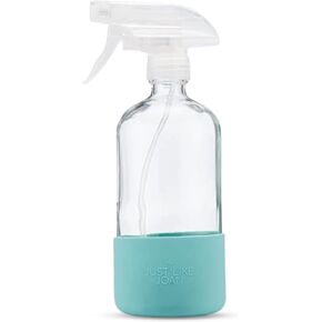 Glass Spray Bottles 16 oz with Silicone Sleeve - Clear Glass Spray Bottles for Cleaning Solutions, Essential Oils, Plants, Vinegar - Refillable - Food Safe (2 Pack - Black & Turquoise)