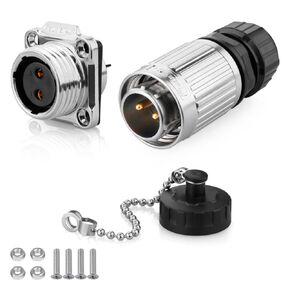 CNLINKO YW-16 Industrial Waterproof Connector IP67 Circular Connector Screw-in Locking Plugging Connector Anti-Interference Metal Shell Aviation Connector M16 3-9 Pin Flange Socket (3 Pin)