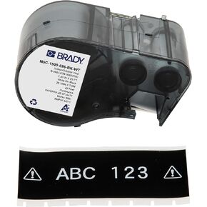 Brady Authentic (M5C-1500-595-BK-WT) All-Weather Vinyl Labels 1.5 in W x 25ft White on Black. for use with The BMP51 and M511 Label Printers in Saudi Arabia