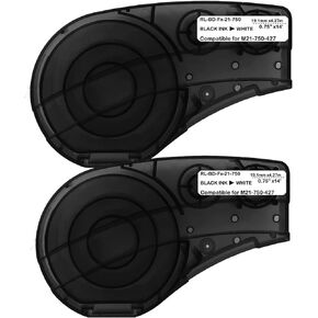 سيكوت شريط لاصق متوافق بديل M21-750-427 شريط خرطوشة 3/4 انش لكابلات الاسلاك شريط شفاف، شريط فينيل ذاتي التغليف اسود على ابيض - طول 14 قدم وعرض 0.75 انش - 2 لفة in Kuwait