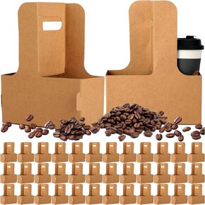 Nuogo 100 Pack 2 Cup Drink Carrier Handled Drink Carrier Drink Holder Disposable Cup Holder Paper Cup Holder with Handle Take out Cup Carriers to Go Coffee Cup Holder for Restaurants Food Delivery in Kuwait