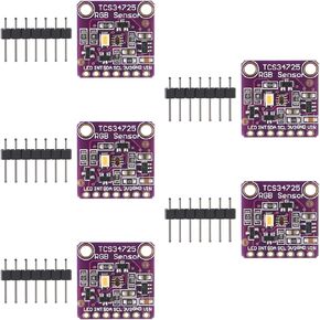 AITRIP 5PCS TCS-34725 TCS34725 RGB Light Color Sensor Colour Recognition Module RGB Color Sensor with IR Filter and White LED for Arduino