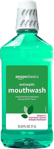 غسول الفم المطهر من Amazon Basics، بالنعناع، ​​1 لتر، 33.8 أونصة سائلة، عبوة واحدة (سوليمو سابقًا) in Kuwait