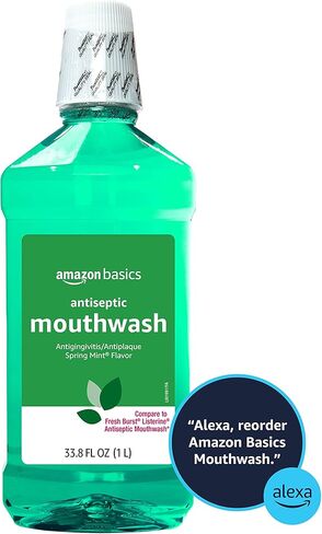غسول الفم المطهر من Amazon Basics، بالنعناع، ​​1 لتر، 33.8 أونصة سائلة، عبوة واحدة (سوليمو سابقًا) in Kuwait