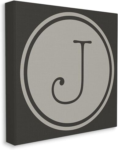 Stupell Industries Modern J Initial Round Elevator Key Shape Canvas Wall Art in Kuwait