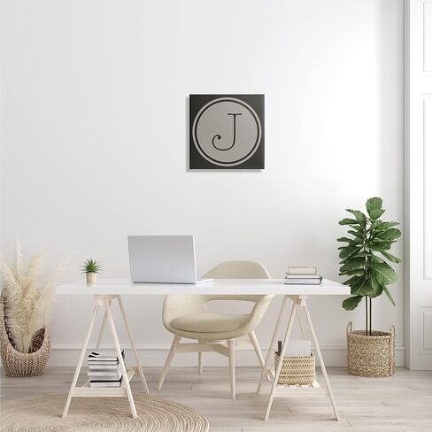 Stupell Industries Modern J Initial Round Elevator Key Shape Canvas Wall Art in Kuwait