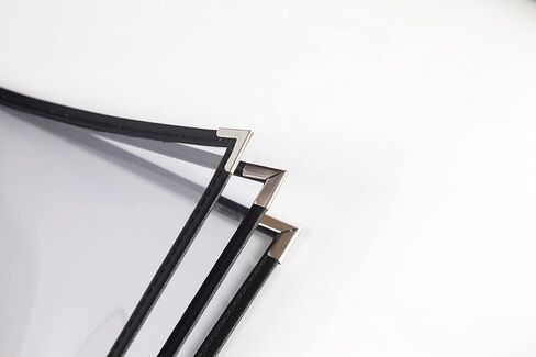 أغلفة القائمة/الكتيب، صفحة ثلاثية، ثلاثة جيوب، ستة طرق عرض، لورق بحجم قانوني 8.5 × 14 بوصة، حزمة من 6 قطع، مصنوعة من الجلد والفينيل، حواف سوداء + زاوية معدنية فضية in Saudi Arabia