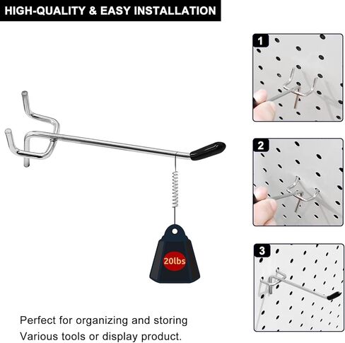 إكسسوارات Pegboard Hooks Pegboard من Scartink، مقاس 10.16 سم، مجموعة منظم Pegboard لتنظيم المرآب، وتخزين الأدوات، 50 حزمة in Kuwait