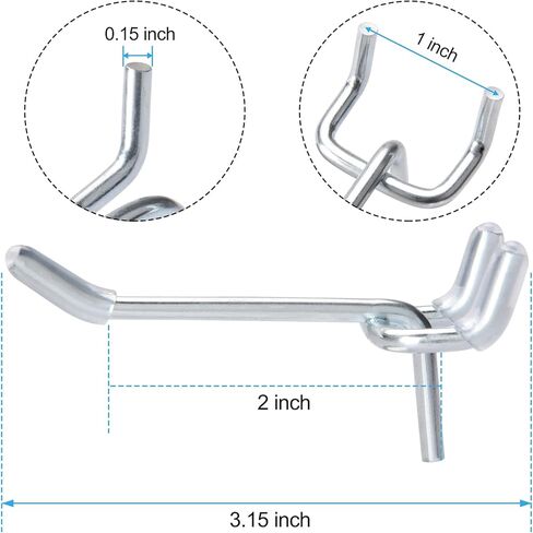 خطافات BetzFord Pegboard، 4 بوصات، 50 خطافًا قويًا مع 150 قفلًا/غطاء ربطًا للوحة ربط 1/4 بوصة و1/8 بوصة، شماعة معدنية للمرآب وغرفة الحرف اليدوية والمتجر، لن تسقط in Kuwait