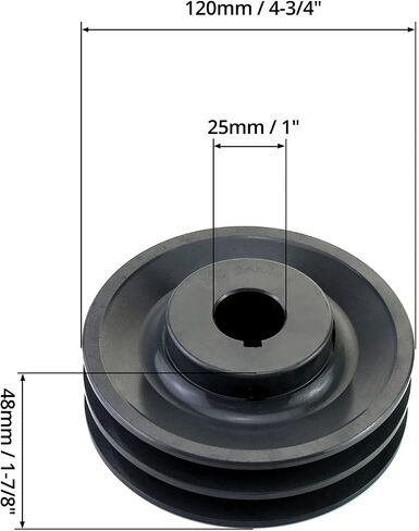 QWORK 2AK491 Double Groove Pulley/Sheave, 4.75"OD 1" Bore, AK Fixed Bore Pulley, for A, 3L & 4L (A & AX) V-Belts, Cast Iron in Saudi Arabia