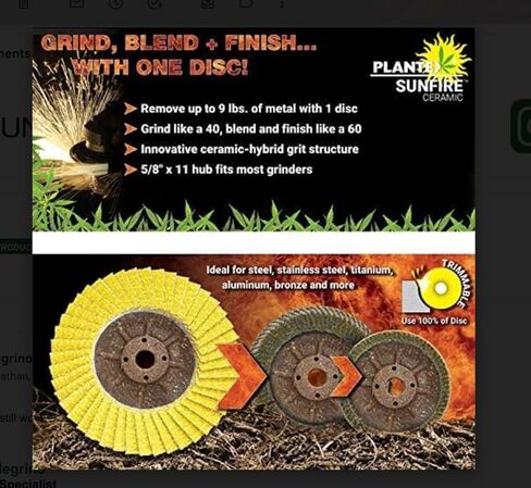 قرص رفرف قابل للتشذيب من السيراميك من CS Unitec PLANTEX SunFire، عجلة طحن هجينة صديقة للبيئة 40/60، قطر 5 بوصات، محور 5/8-11، النوع 29، صنع في ألمانيا، 10 عجلات كاشطة in Kuwait