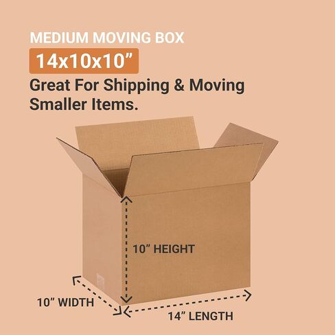 AVIDITI 14 x 10 x 10 Corrugated Cardboard Boxes, Medium 14"L x 10"W x 10"H, Pack of 25 | Shipping, Packaging, Moving, Storage Box for Home or Business, Strong Wholesale Bulk Boxes in Saudi Arabia