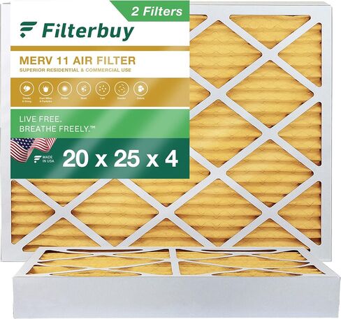 فلتر هواء 20x25x4 من فلتر الهواء MERV 11 للحماية من الحساسية (عبوتان)، استبدال مرشحات الهواء الفرن المطويات HVAC AC (الحجم الفعلي: 19.38 x 24.38 x 3.63 بوصة) in Kuwait