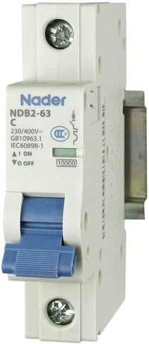 10 أمبير، 240 فولت تيار متردد، 60 فولت تيار مستمر، قطب واحد، قاطع دائرة مصغر مثبت على سكة حديد DIN، منحنى الرحلة: C، UL1077 in Kuwait