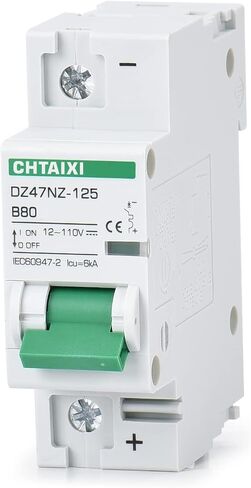 Chtaixi 12V-110V DC Miniature Circuit Breaker, 125 Amp 2 Pole Battery Breaker Protector for Solar PV System and RV, Thermal Magnetic Trip, DIN Rail Mount, High Current DC Disconnect Switch MCB 2P B125 in Kuwait