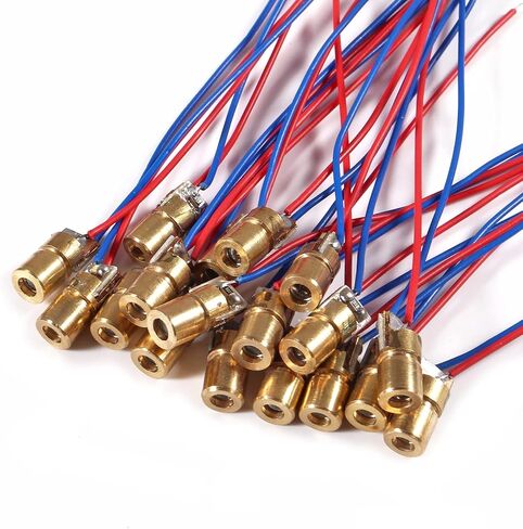ACEIRMC 30 قطعة 5V 650nm 5mW ريد دوت ليزر رئيس أنبوب ليزر أحمر ليزر ديود مع يؤدي رئيس القطر الخارجي 6 مللي متر in Saudi Arabia