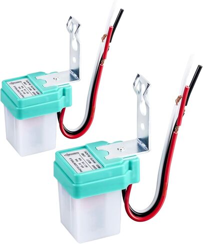 2 حزمة من مفاتيح التحكم في الصور المقاومة للماء في الهواء الطلق - AC-110V 10A مفتاح تشغيل/إيقاف تلقائي لمستشعر الضوء للفناء والشارع والحديقة والمرفأ وإضاءة الحديقة in Kuwait